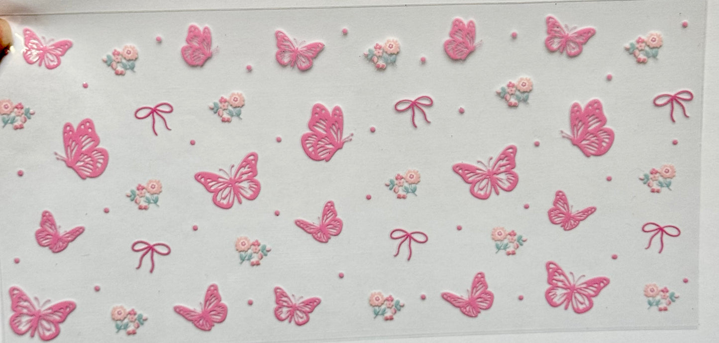 Pink butterflies & roses