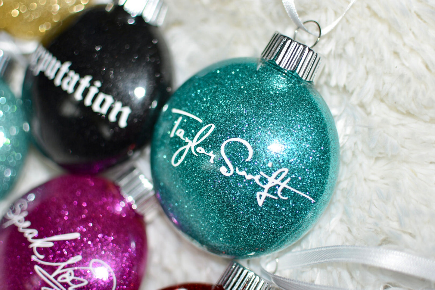 Taylor Swift Glitter Christmas Ornament Set