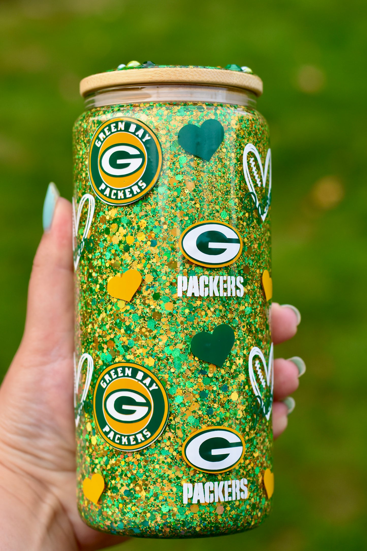 Custom Made Packers Themed Snow Globe Tumbler