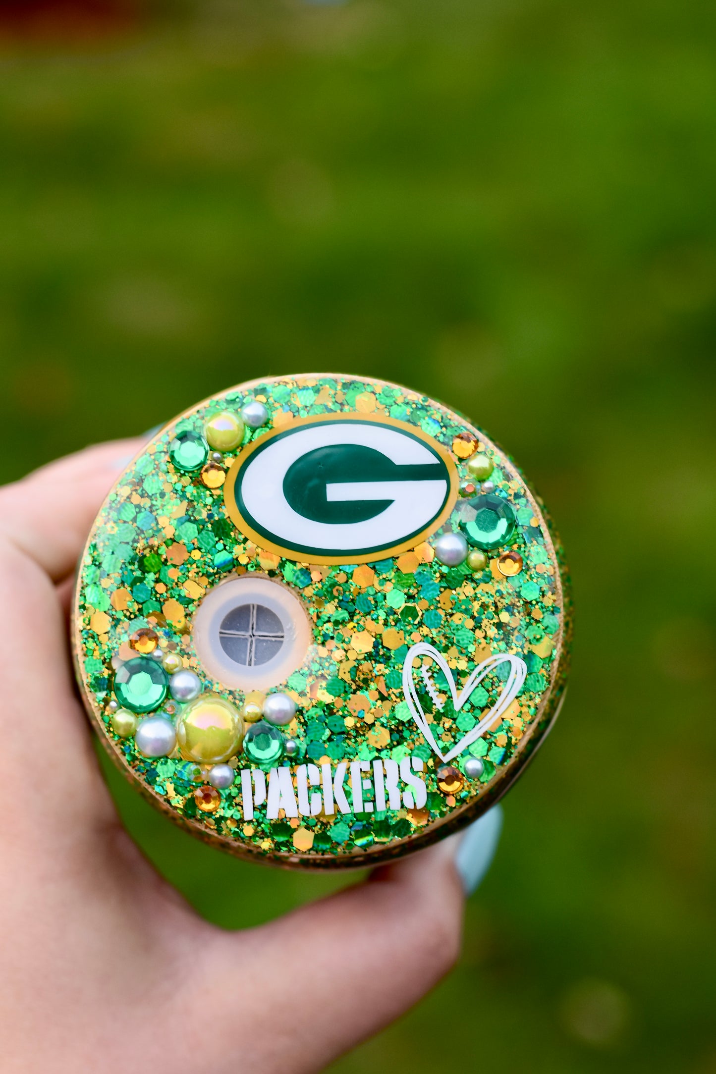 Custom Made Packers Themed Snow Globe Tumbler