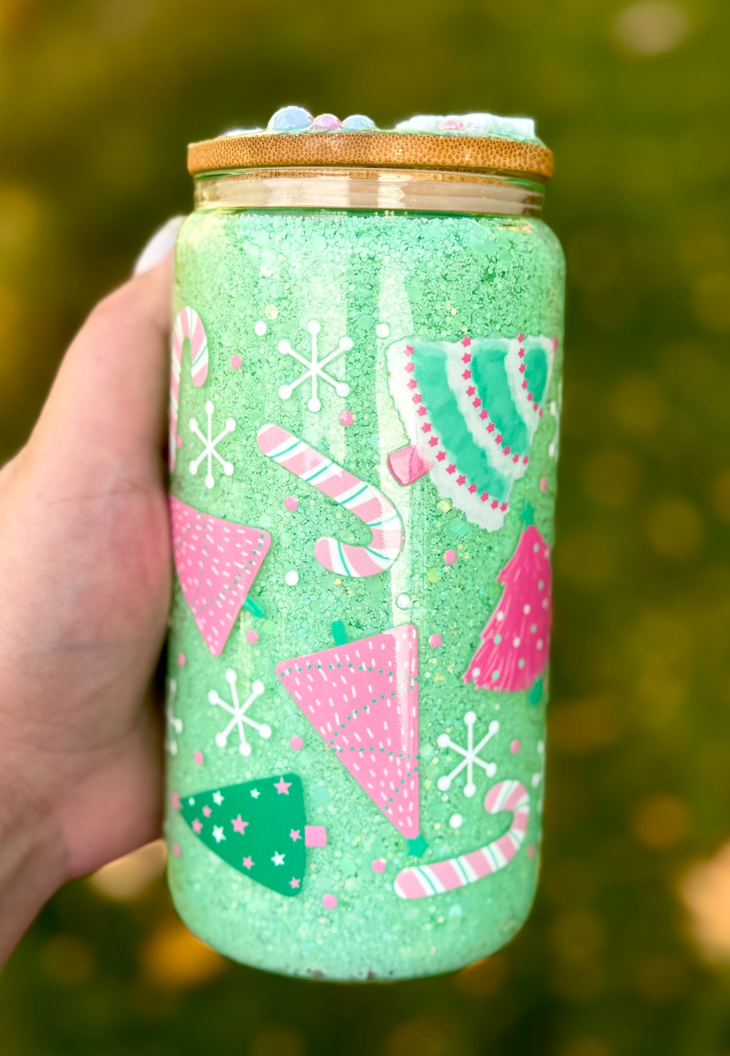 Custom Made Christmas Trees Mint Themed Tumbler