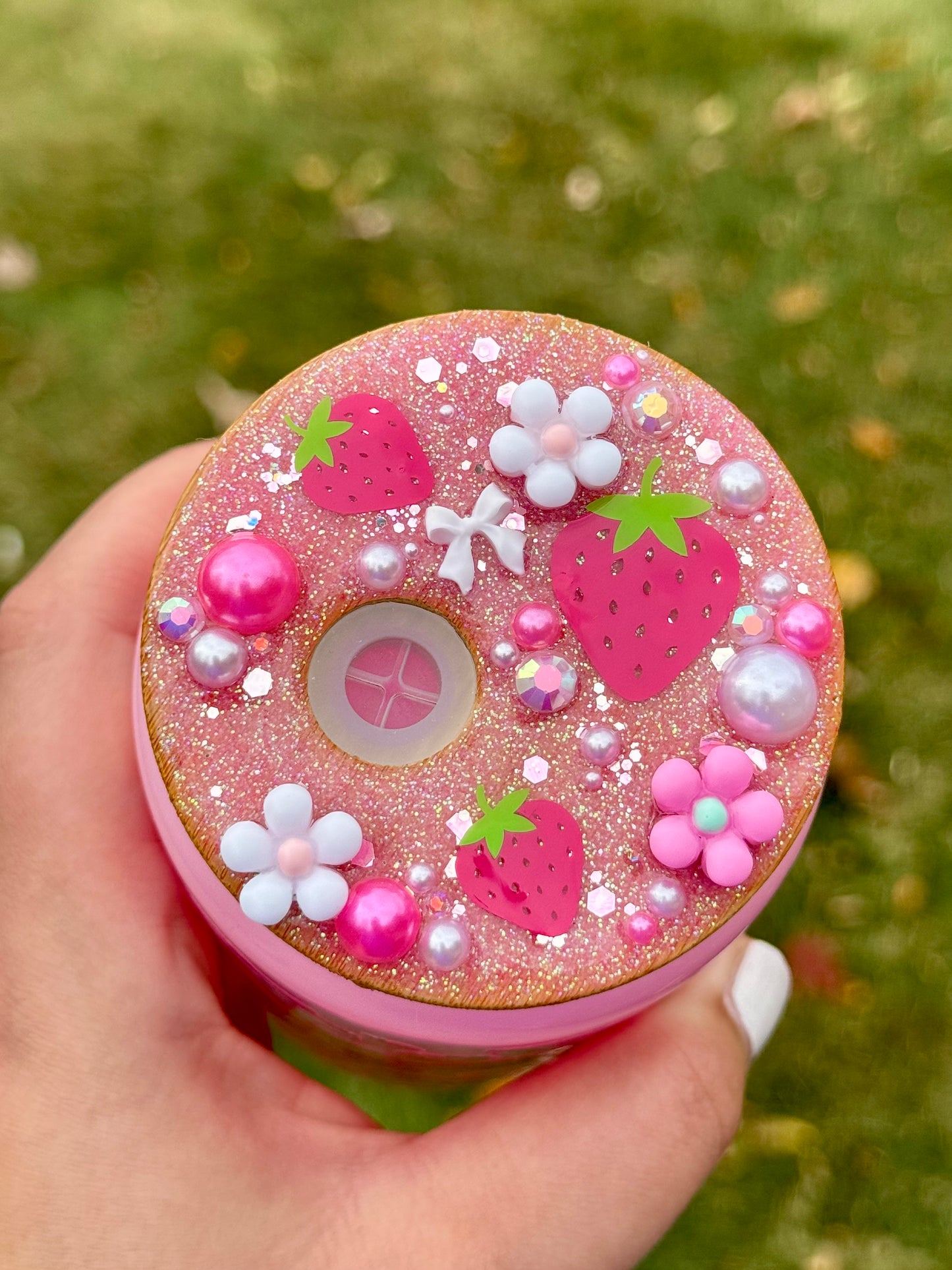 Custom Made Strawberry Milk Cow Themed Snowglobe Tumbler