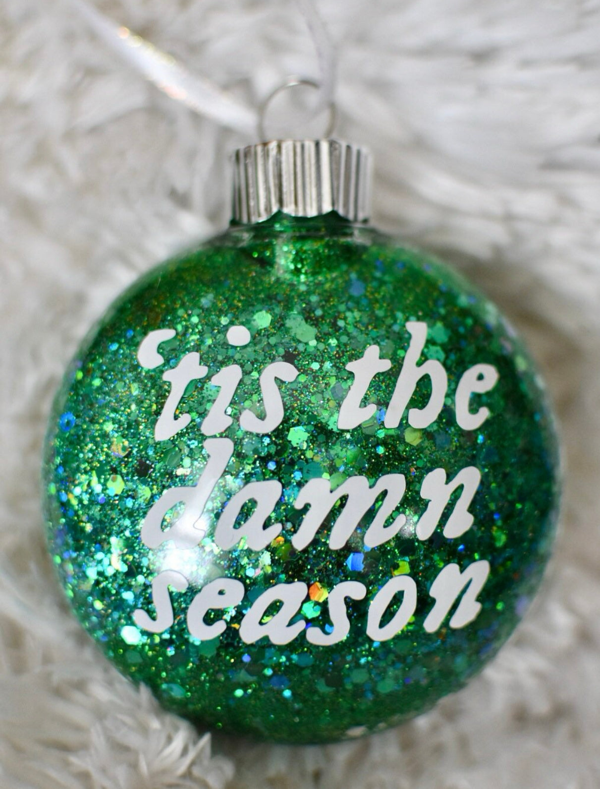 Taylor Swift Evermore Album Tis The Damn Season Glitter Christmas Ornament