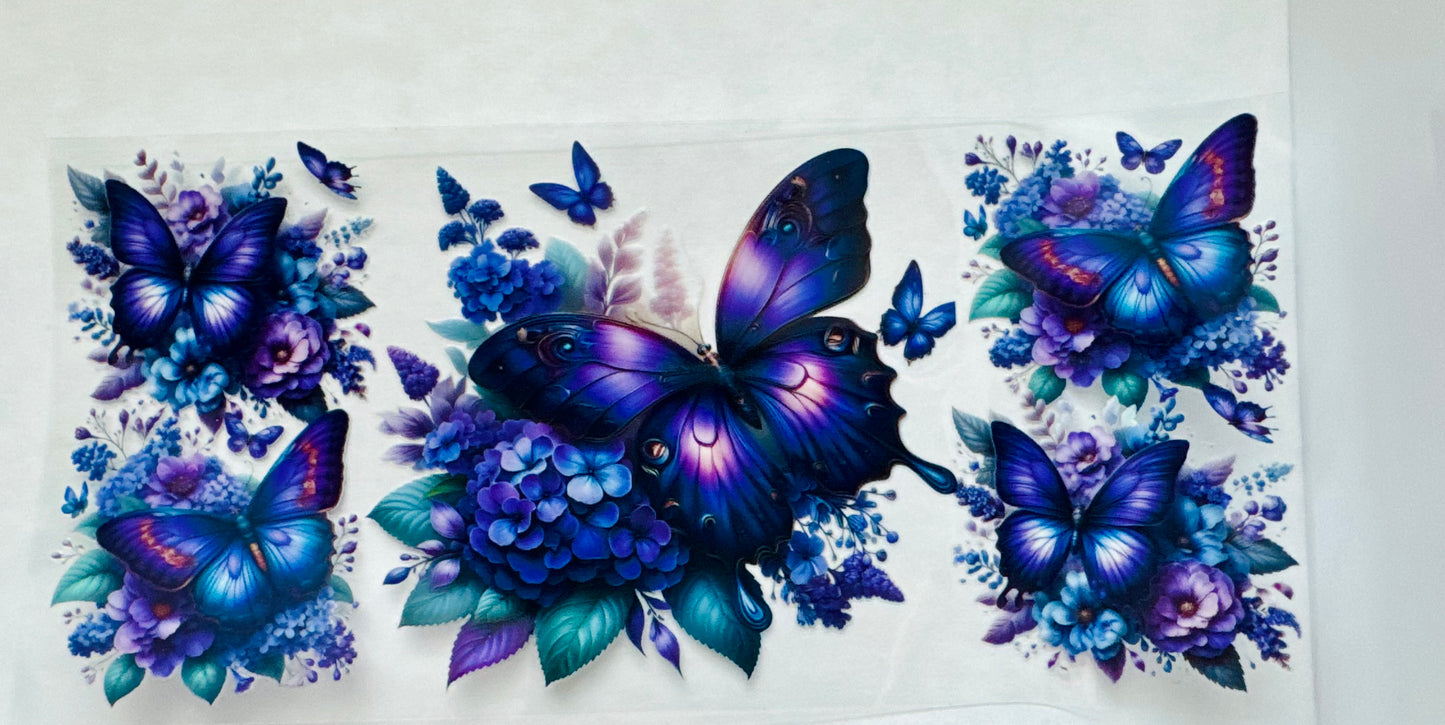 Dark purple, teal butterfly