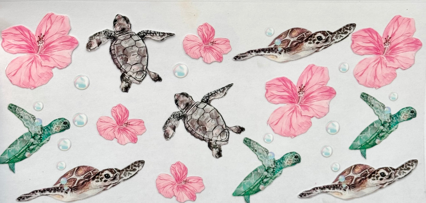 2 Turtles + hibiscus