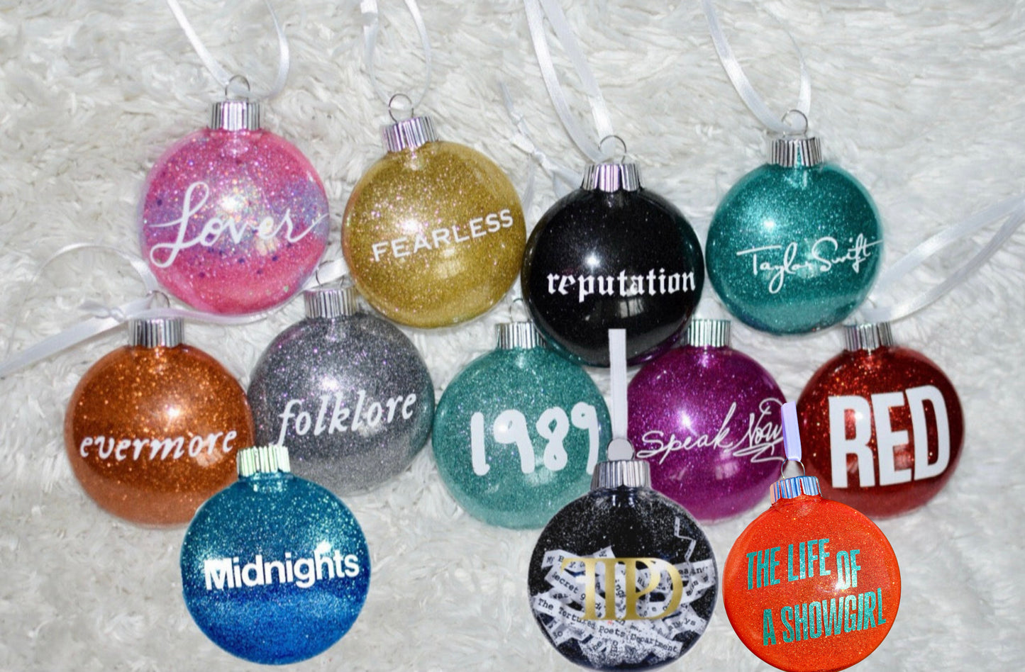 Taylor Swift Glitter Christmas Ornament Set