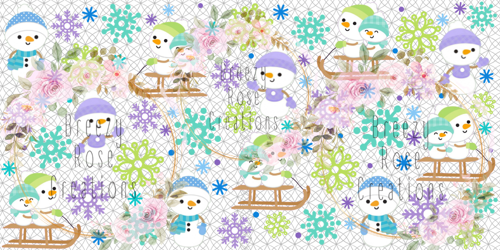 Snowman and snowflakes