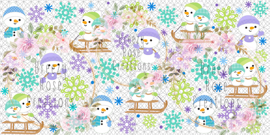 Snowman and snowflakes