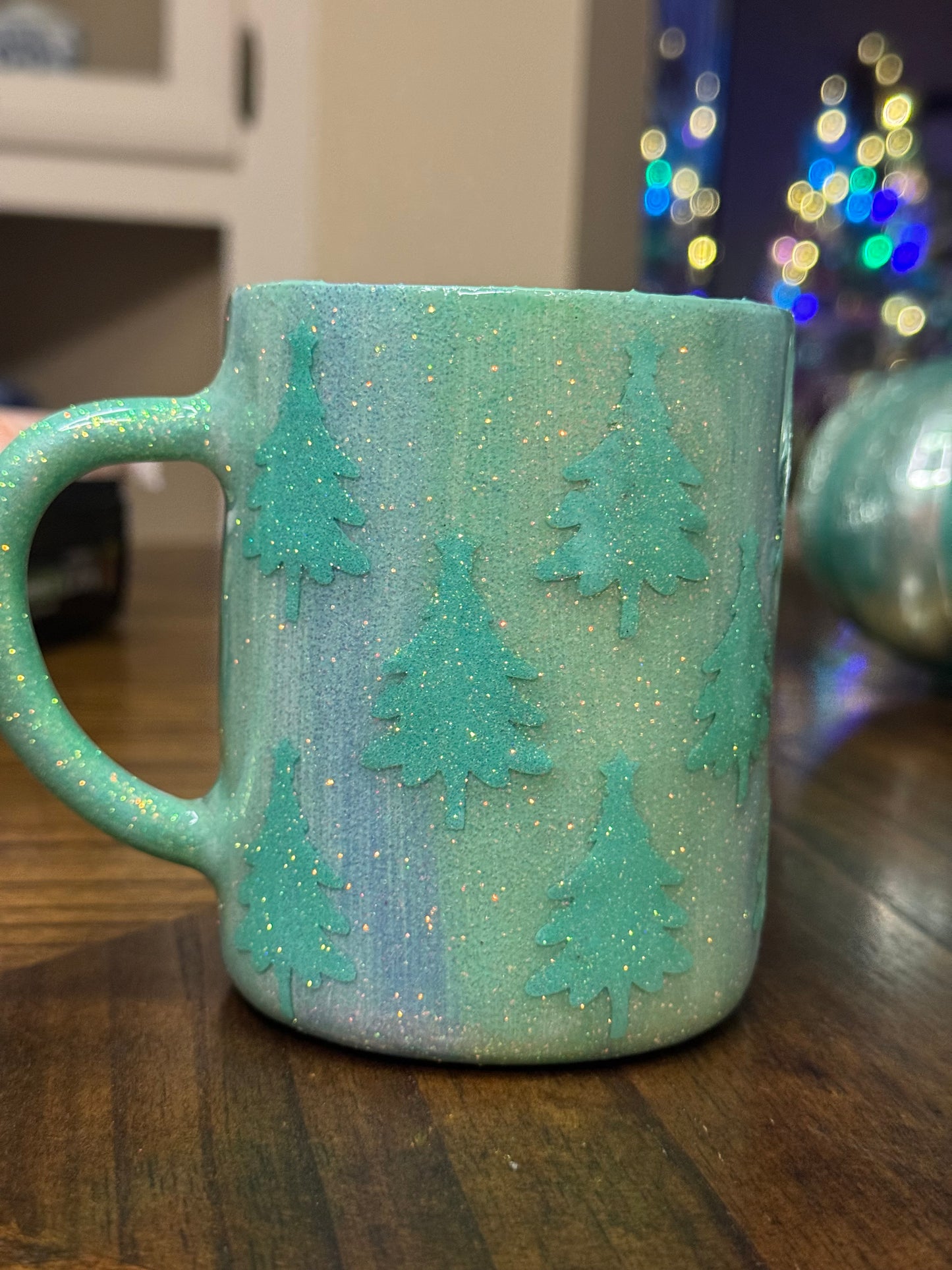 Mint Monochrome Trees epoxy Mug