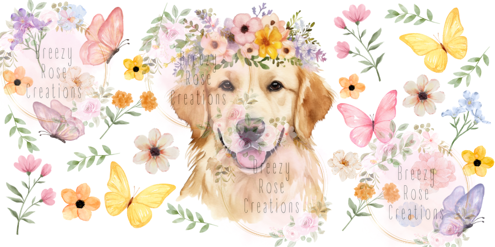 Golden Retriever Flowers