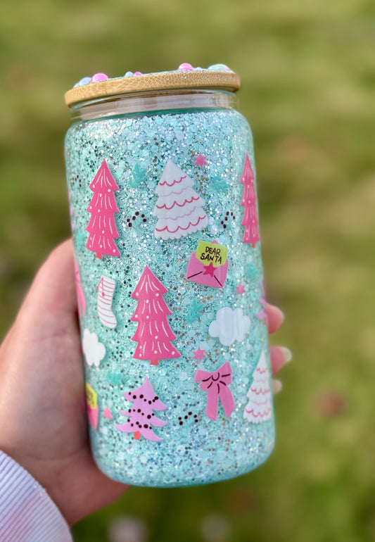 Custom Made Christmas Tree Themed Tumbler