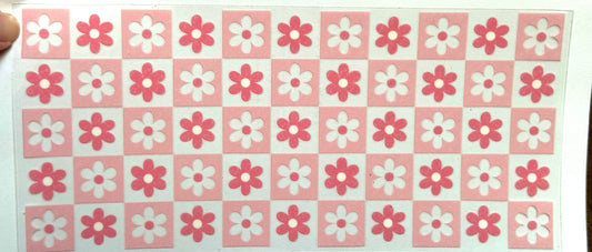 Checkered Flowers Pink