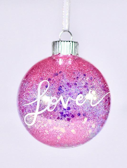 Taylor Swift Lover Album Glitter Christmas Ornament