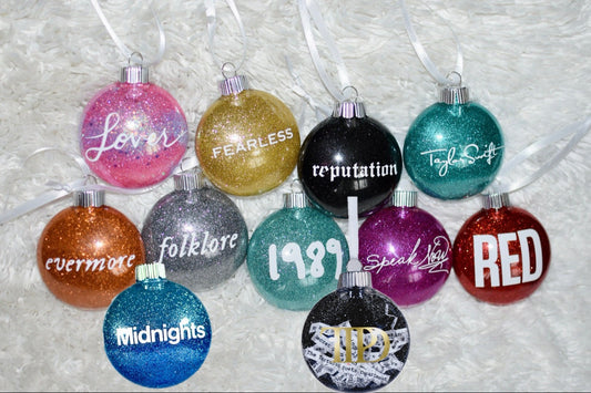 Taylor Swift Glitter Christmas Ornament Set